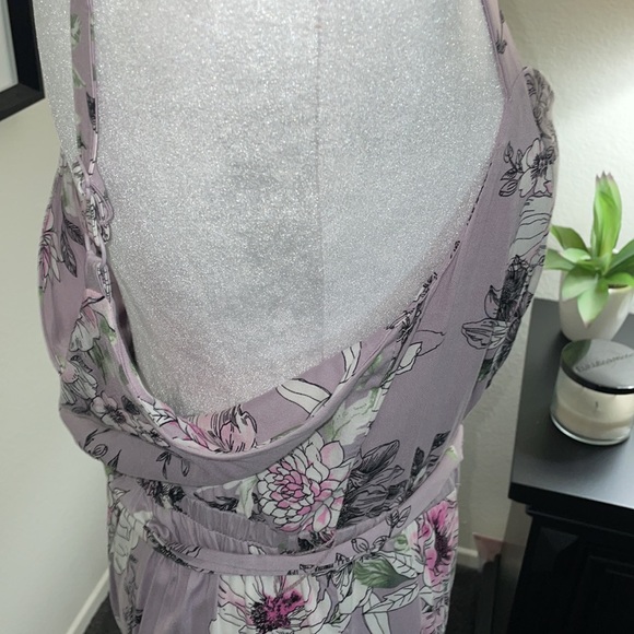 Torrid Floral Challis Self Tie Culotte Jumpsuit Romper Lilac Purple size 00 - Picture 4 of 10